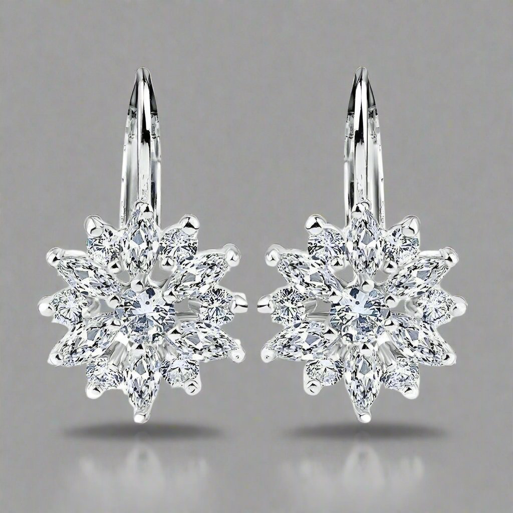 Feshionn IOBI Earrings Clear on Platinum Plated ON SALE - Brilliant Austrian Crystal Flower Earrings