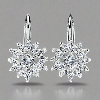 Feshionn IOBI Earrings Clear on Platinum Plated ON SALE - Brilliant Austrian Crystal Flower Earrings