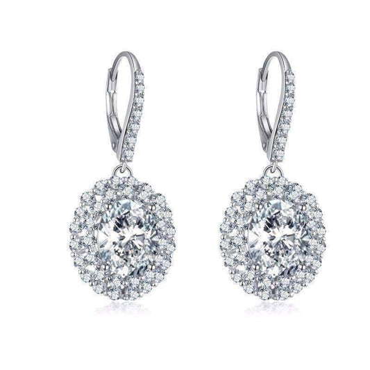 Feshionn IOBI Earrings Countess 4CT Oval Double Halo IOBI Cultured Diamond Earrings