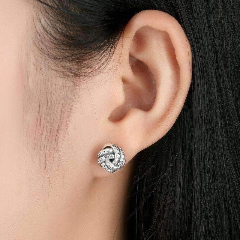 Feshionn IOBI Earrings CZ Accented Sterling Silver Love Knot Stud Earrings