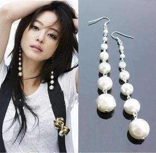 Feshionn IOBI Earrings Dangling Pearl Shoulder Duster Earrings