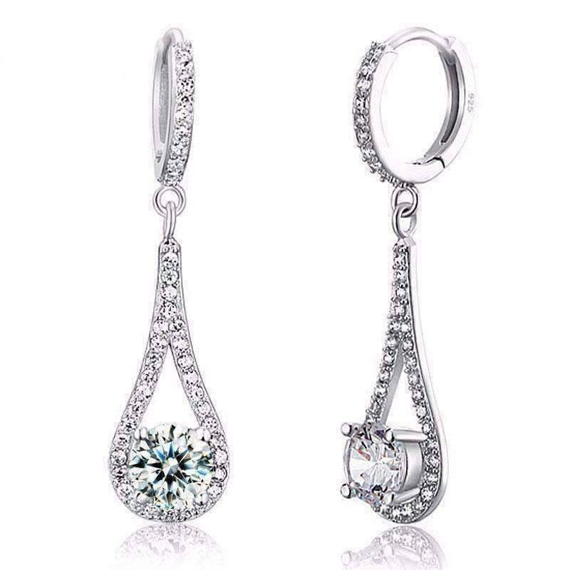 Feshionn IOBI Earrings Diamond White Droplet Simulated White Sapphire Drop Earrings