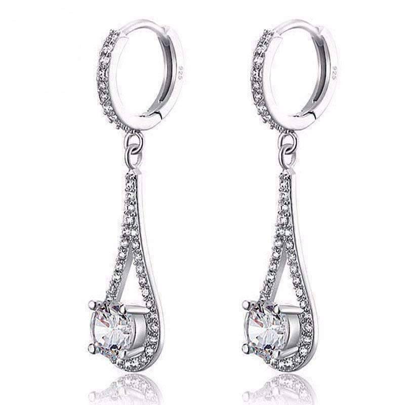 Feshionn IOBI Earrings Diamond White Droplet Simulated White Sapphire Drop Earrings