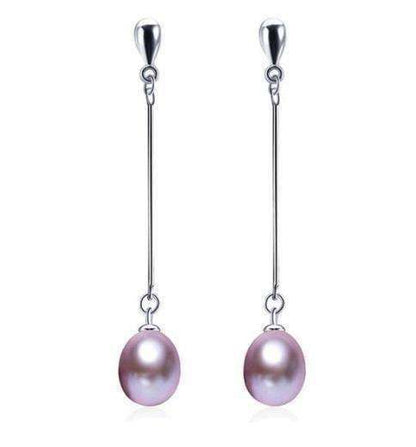 Feshionn IOBI Earrings Earrings Lavender Freshwater Pearl Sterling Silver Bar Drop Earrings