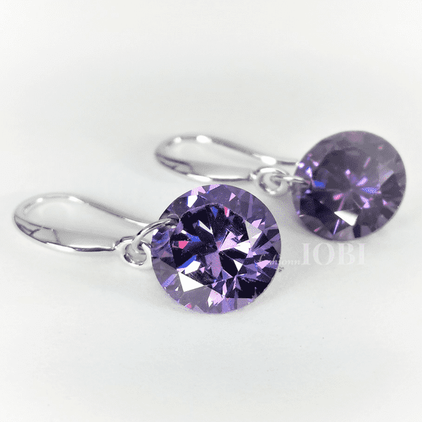 Feshionn IOBI Earrings Exotic Amethyst Naked IOBI Crystals Drill Earrings - 10mm