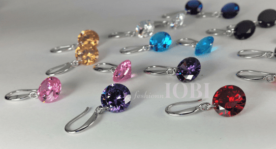 Feshionn IOBI Earrings Exotic Sapphire Naked IOBI Crystals Drill Earrings - 10mm