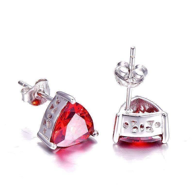 Feshionn IOBI Earrings Fire Garnet Trillion Cut 2.9CT IOBI Precious Gems Stud Earrings