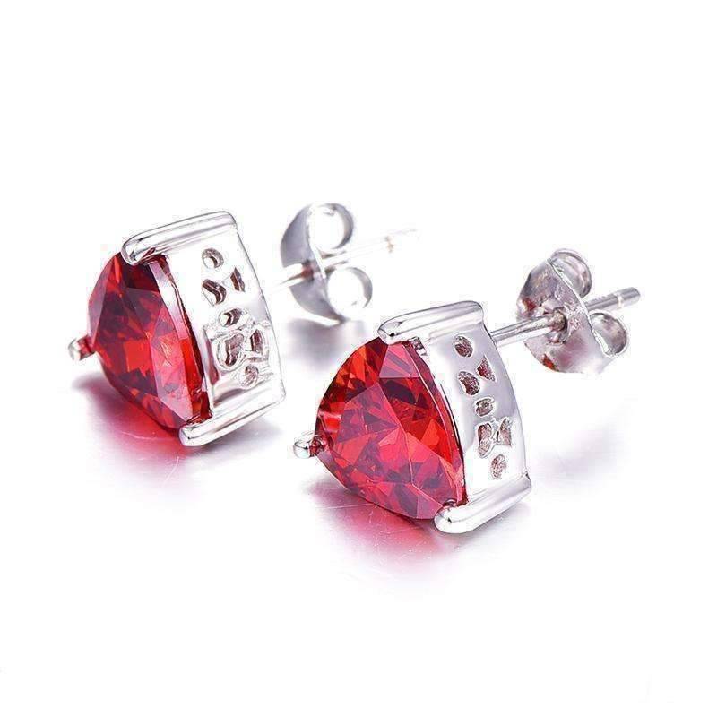 Feshionn IOBI Earrings Fire Garnet Trillion Cut 2.9CT IOBI Precious Gems Stud Earrings