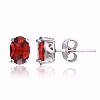 Feshionn IOBI Earrings Garnet Oval Earrings Legacy Garnet Oval Cut Genuine 1.6CT IOBI Precious Gems Stud Earrings