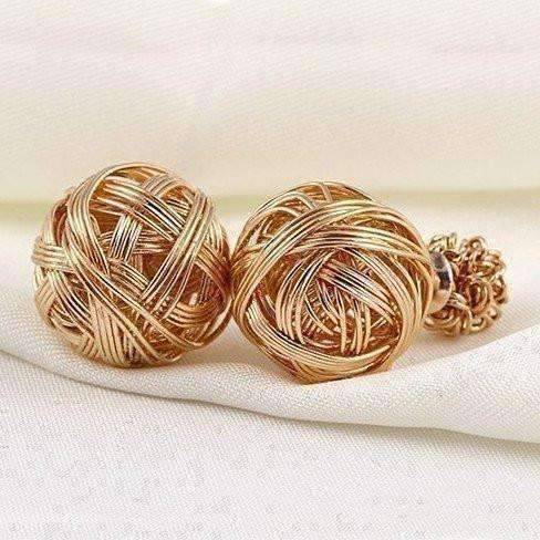 Feshionn IOBI Earrings Gold Metallic Moss Love Knot Reversible Stud Earrings