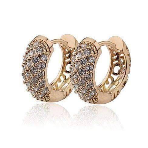 Feshionn IOBI Earrings Gold Petite Diamond Pave 18K Yellow Gold Filigree Hoop Earrings