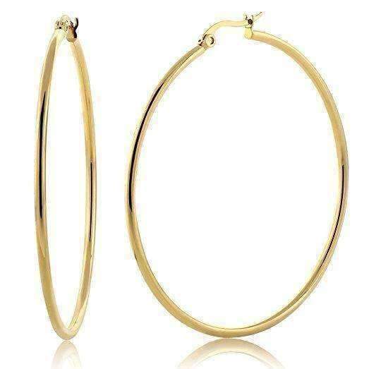 Feshionn IOBI Earrings Gold Plated Tubular Stainless Steel Classic Hoop Earrings Available in Four Sizes