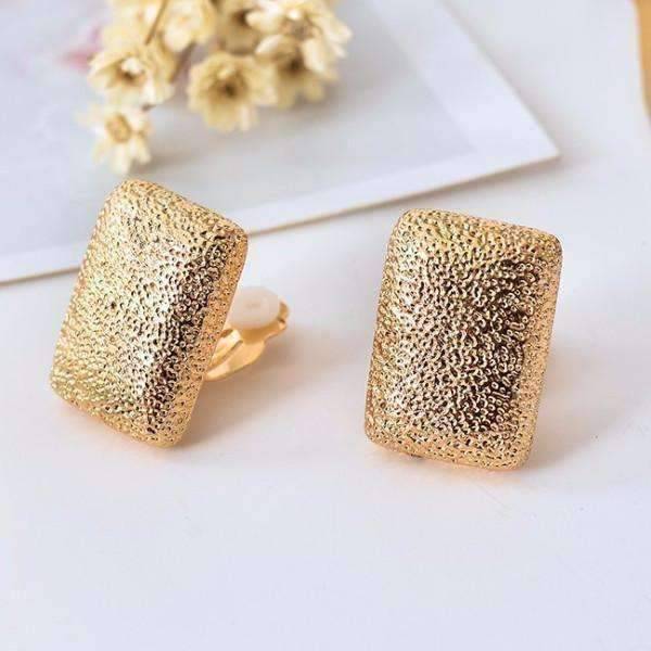 Feshionn IOBI Earrings Hammered Gold Ingot Clip-On Earrings