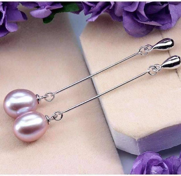 Feshionn IOBI Earrings Lavender Freshwater Pearl Sterling Silver Bar Drop Earrings