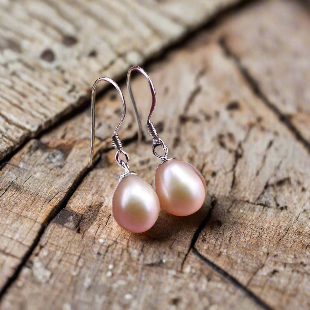 Feshionn IOBI Earrings Light Rose Genuine Freshwater Pearl Drop Earrings