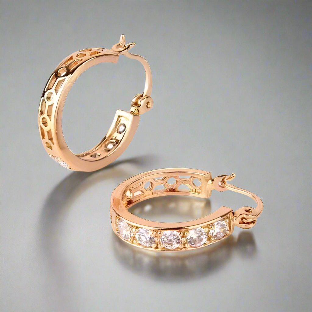 Feshionn IOBI Earrings ON SALE - Channel Set CZ and Filigree Hoop Earrings