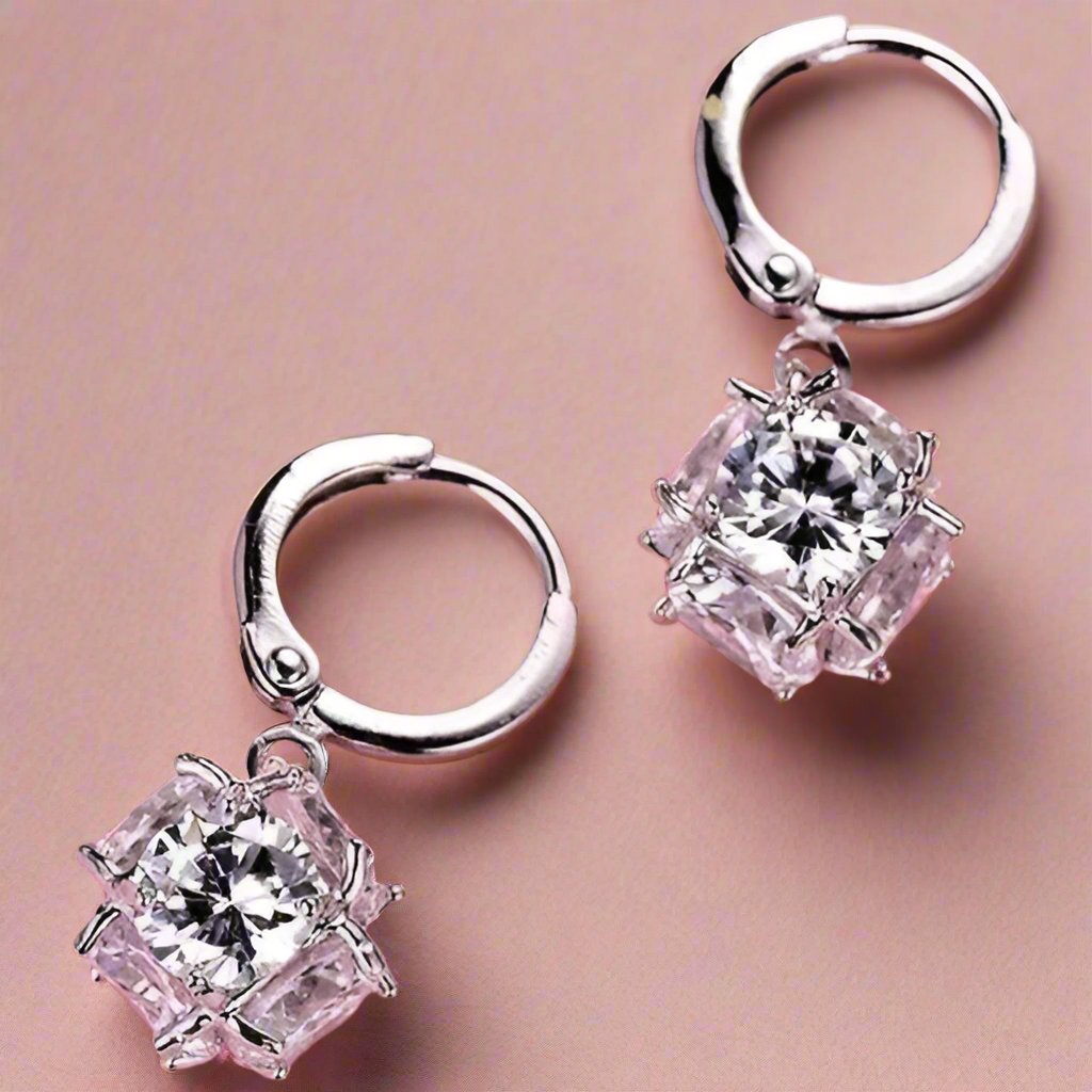 Feshionn IOBI Earrings ON SALE - Crystal Cube Dangling Charm Earrings