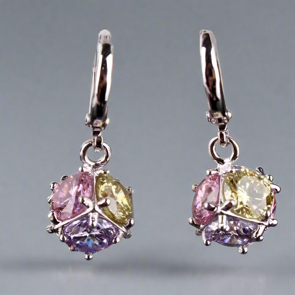 Feshionn IOBI Earrings ON SALE - Crystal Cube Dangling Charm Earrings