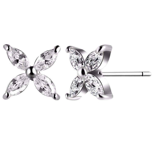 Feshionn IOBI Earrings ON SALE - Four Petals Austrian Crystal Flower Stud Earrings