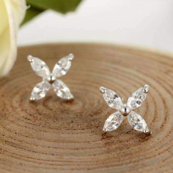 Feshionn IOBI Earrings ON SALE - Four Petals Austrian Crystal Flower Stud Earrings