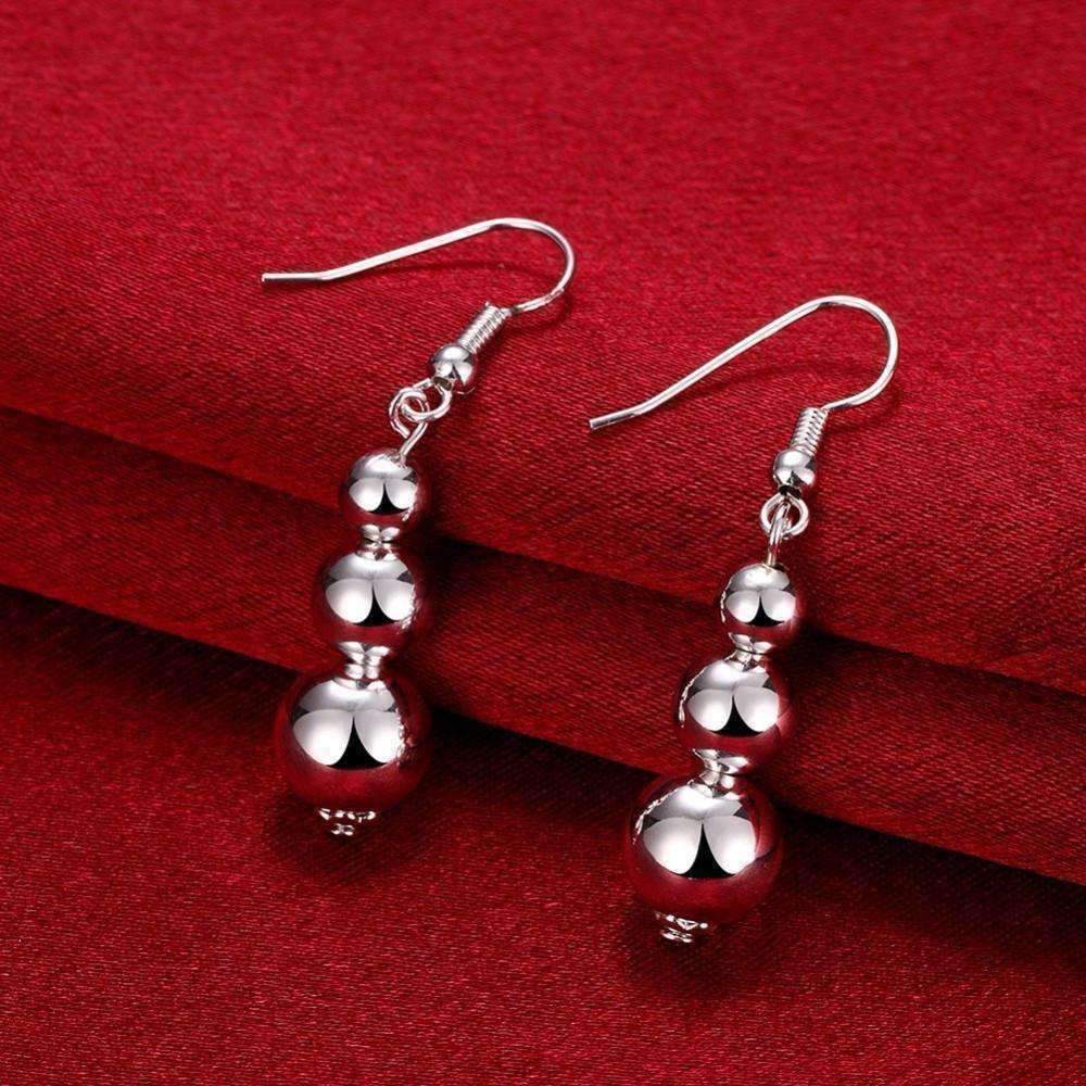 Feshionn IOBI Earrings ON SALE - Silver Triple Bead Dangling French Hook Earrings