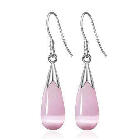 Feshionn IOBI Earrings Opalescent Cat Eye Waterdrop Dangling Hook Earrings