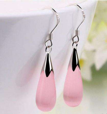 Feshionn IOBI Earrings Opalescent Cat Eye Waterdrop Dangling Hook Earrings