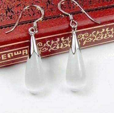 Feshionn IOBI Earrings Opalescent Cat Eye Waterdrop Dangling Hook Earrings