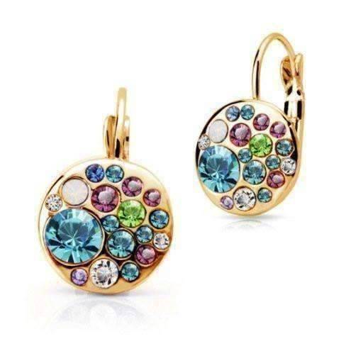 Feshionn IOBI Earrings Party Confetti Austrian Crystal Rose Gold Plated Leverback Earrings