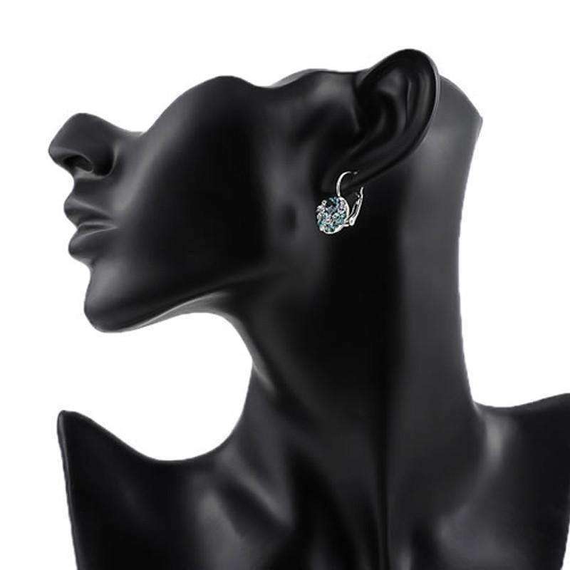 Feshionn IOBI Earrings Party Confetti Austrian Crystal White Gold Plated Leverback Earrings