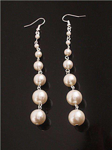 Feshionn IOBI Earrings Pearl Dangling Pearl Shoulder Duster Earrings