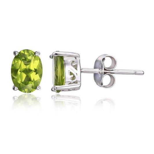 Feshionn IOBI Earrings Peridot Oval Earrings Precious Peridot Oval Cut Genuine 1.6CT IOBI Precious Gems Stud Earrings