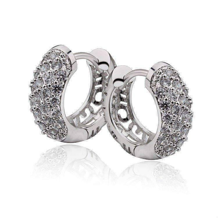 Feshionn IOBI Earrings Platinum OB Youthful Collection - Petite Diamond Pave Platinum or 18K Yellow Gold Filigree Hoop Earrings