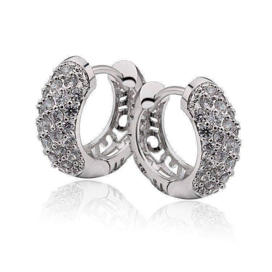 Feshionn IOBI Earrings Platinum Petite Diamond Pave Platinum Filigree Hoop Earrings