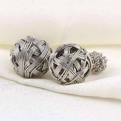 Feshionn IOBI Earrings Silver Metallic Moss Love Knot Reversible Stud Earrings