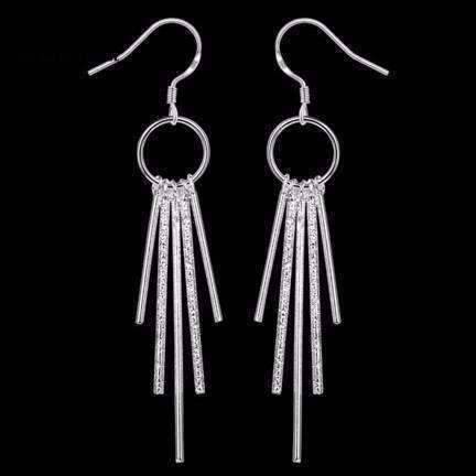 Feshionn IOBI Earrings silver Sterling Silver Five Link Bar Dangling Earrings