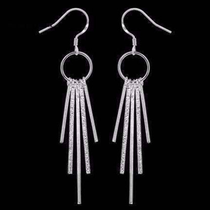 Feshionn IOBI Earrings silver Sterling Silver Five Link Bar Dangling Earrings