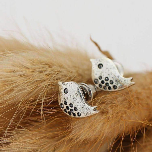 feshionn IOBI Earrings Silvery Wings Tweet Birdie Stud Earrings