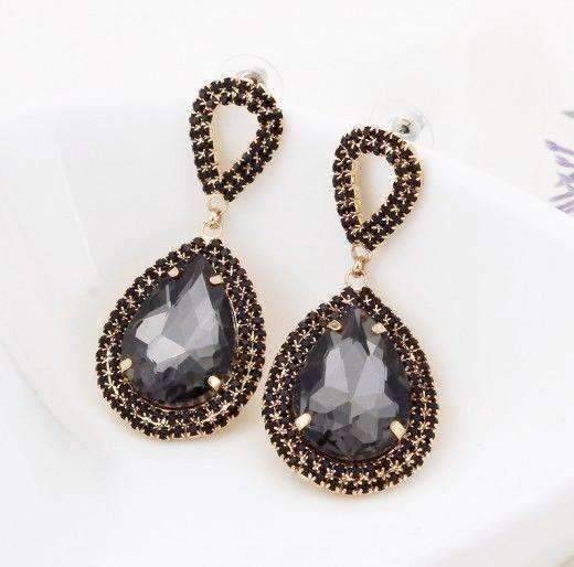 Feshionn IOBI Earrings Smokey Quartz ON SALE - Midnight Sapphire Blue Double Teardrop Stud Earrings