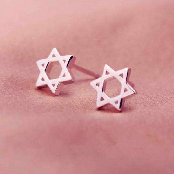 Feshionn IOBI Earrings Star of David Silhouette Sterling Silver Stud Earrings