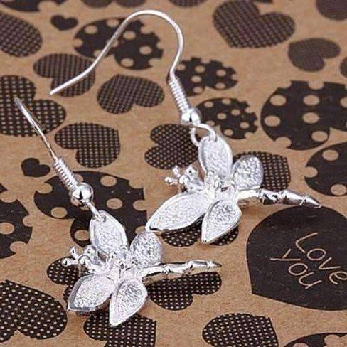 Feshionn IOBI Earrings Sterling Silver Dragonfly Dangle Earrings