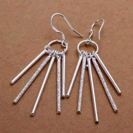 Feshionn IOBI Earrings Sterling Silver Five Link Bar Dangling Earrings