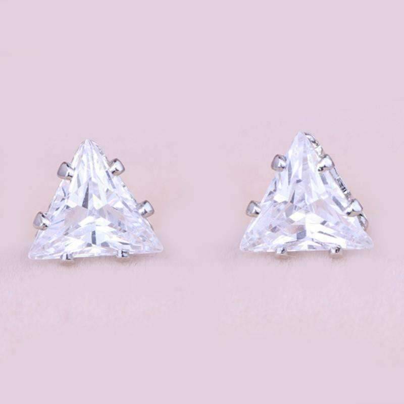 Feshionn IOBI Earrings Trinity Trillion Cut Austrian Crystal Triangle Stud Earrings