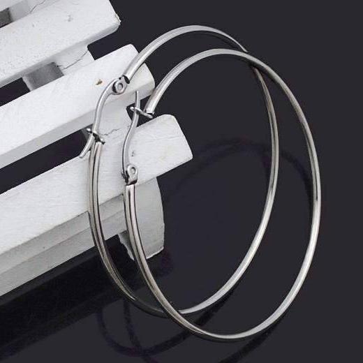 Feshionn IOBI Earrings Tubular Polished Stainless Steel Classic Hoop Earrings Available in Four Sizes