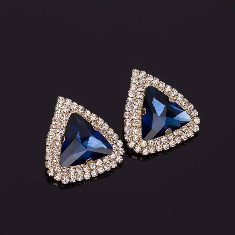 Feshionn IOBI Earrings Waltzing Blue Bold Trillion Stone Stud Earrings