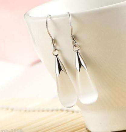 Feshionn IOBI Earrings White Cat Eye Opalescent Cat Eye Waterdrop Dangling Hook Earrings