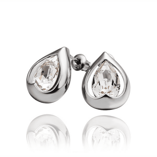 Feshionn IOBI Earrings White Gold Everlasting Love Drop Stud Earrings