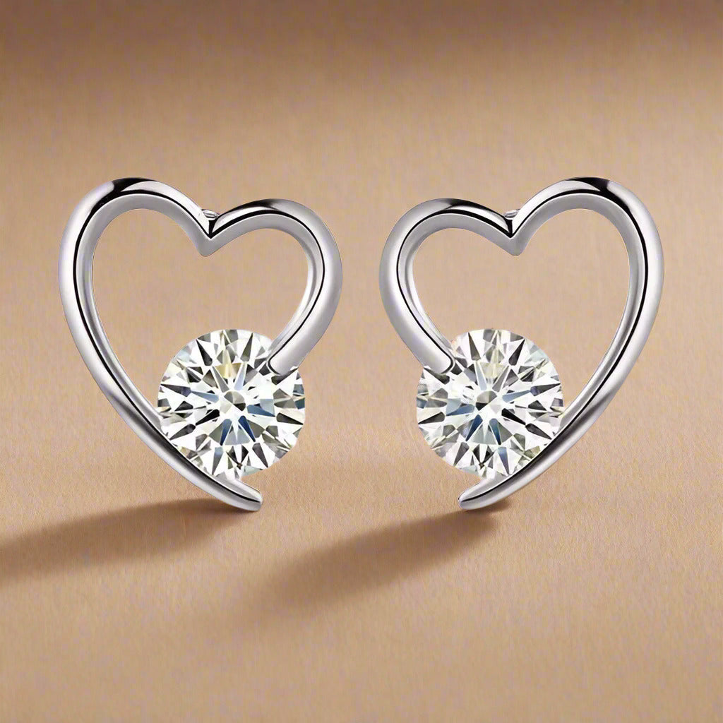 Feshionn IOBI Earrings White Gold Heart Wrapped Austrian Crystal Stud Earrings