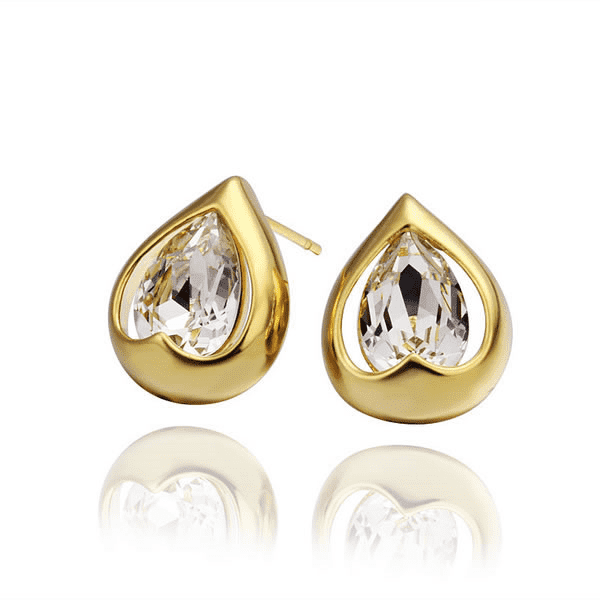 Feshionn IOBI Earrings Yellow Gold Everlasting Love Drop Stud Earrings