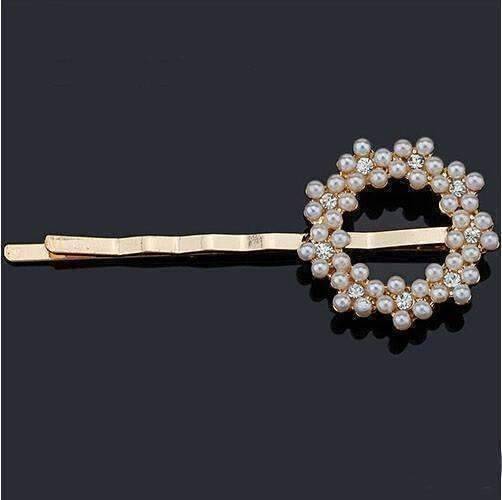 Feshionn IOBI Hair Jewelry Circle Dainty Dress Up Pearl and Crystal Hair Pins